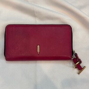 THACKER Pink Zip-Around Leather Wallet
